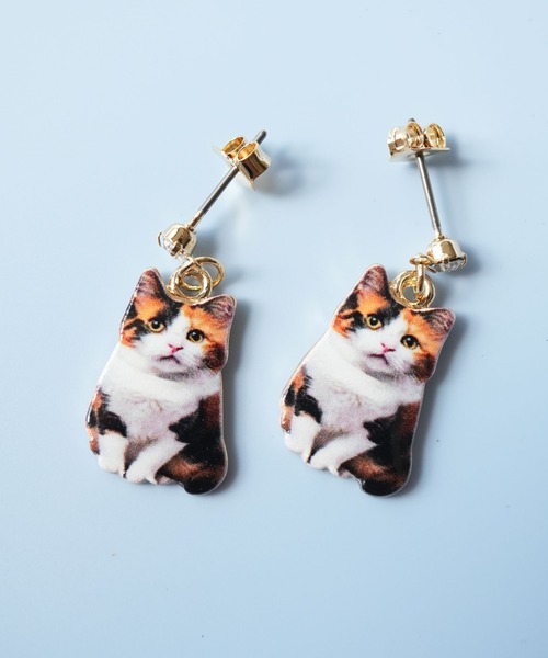 Port(ポート)の「【 Port / ポート 】 リアルキャット デザインピアス / ネコ_(ピアス(両耳用)・レディース・グレー/オレンジ/ブラウン/ホワイト×ブラック・FREE)」の4枚目の写真