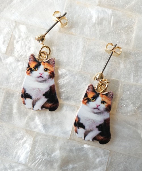 Port(ポート)の「【 Port / ポート 】 リアルキャット デザインピアス / ネコ_(ピアス(両耳用)・レディース・グレー/オレンジ/ブラウン/ホワイト×ブラック・FREE)」の5枚目の写真