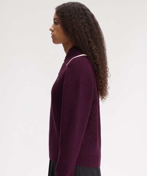 FRED PERRY（フレッドペリー）の「Wide Collar Knitted Shirt／ワイドカラーニットシャツ（ニット/セーター・レディース・ネイビー/プラム・10）」の5枚目の写真