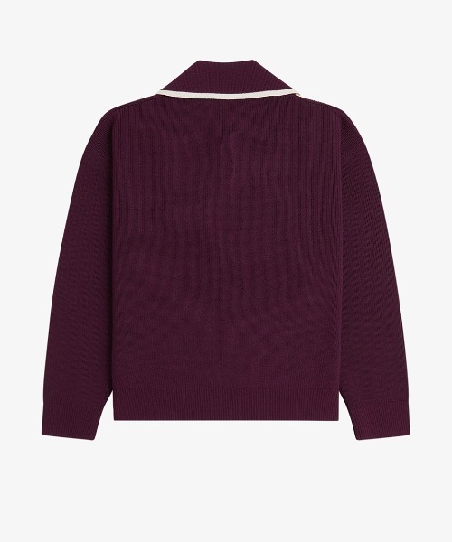 FRED PERRY（フレッドペリー）の「Wide Collar Knitted Shirt／ワイドカラーニットシャツ（ニット/セーター・レディース・ネイビー/プラム・10）」の4枚目の写真