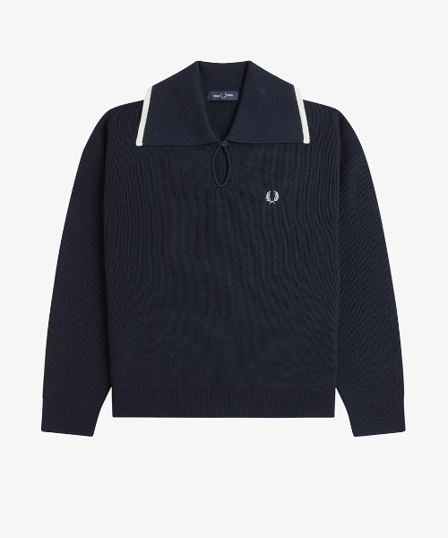 FRED PERRY（フレッドペリー）の「Wide Collar Knitted Shirt／ワイドカラーニットシャツ（ニット/セーター・レディース・ネイビー/プラム・10）」の22枚目の写真