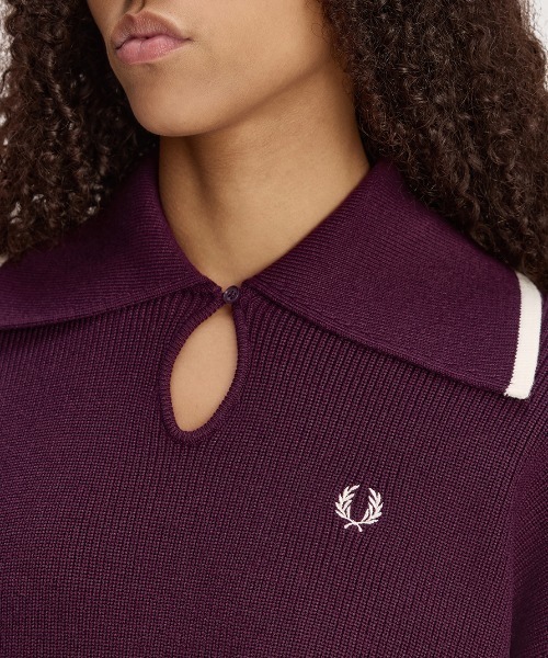 FRED PERRY（フレッドペリー）の「Wide Collar Knitted Shirt／ワイドカラーニットシャツ（ニット/セーター・レディース・ネイビー/プラム・10）」の9枚目の写真