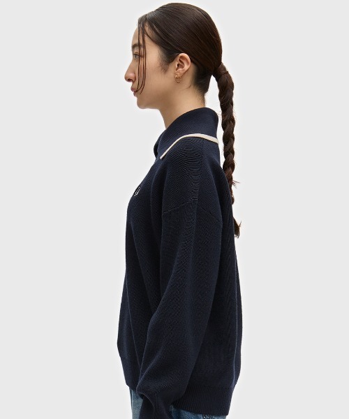 FRED PERRY（フレッドペリー）の「Wide Collar Knitted Shirt／ワイドカラーニットシャツ（ニット/セーター・レディース・ネイビー/プラム・10）」の17枚目の写真