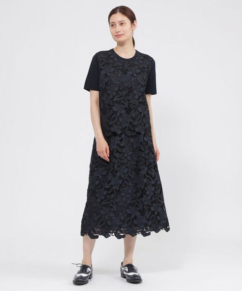 Paul Stuart(ポールスチュアート)の「【松島花さん着用】【ウォッシャブル】カット刺繍レース スカート(スカート・レディース・ホワイト/ネイビー・6)」の10枚目の写真