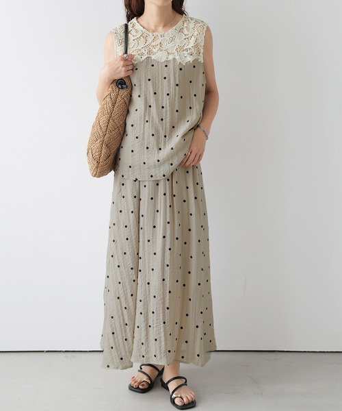 SUGAR BISKET(シュガービスケット)の「レース×ドット スカートセットアップ(セットアップ・レディース・ブラック/ベージュ/ホワイト・フリー)」の3枚目の写真