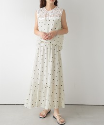 レース×ドット スカートセットアップ