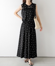 レース×ドット スカートセットアップ