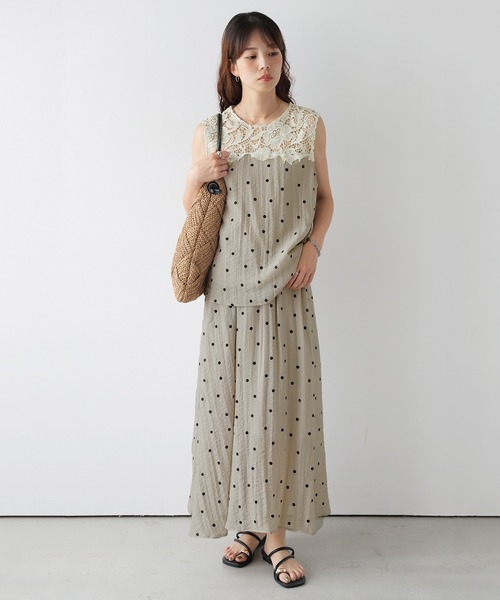 SUGAR BISKET(シュガービスケット)の「レース×ドット スカートセットアップ(セットアップ・レディース・ブラック/ベージュ/ホワイト・フリー)」の11枚目の写真