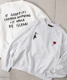 【ab】〔BRANDALISED/ブランダライズド〕アソートアートプリント＆刺繍 クルーネックスウェット Girl with Balloon/Love is in the Air
