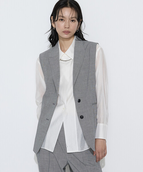 COMME CA（コムサ）の「〔 Sサイズ 〕 ストレッチミニ千鳥 ジレ（ベスト・レディース・ブラック系その他/ベージュ系その他・5号）」の2枚目の写真