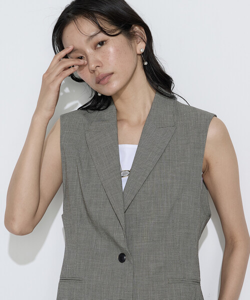 モカタン様 ジレ セール】〔 Sサイズ 〕 ストレッチミニ千鳥 ジレ（ベスト）｜COMME CA