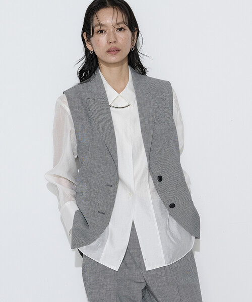 COMME CA（コムサ）の「〔 Sサイズ 〕 ストレッチミニ千鳥 ジレ（ベスト・レディース・ブラック系その他/ベージュ系その他・5号）」の19枚目の写真