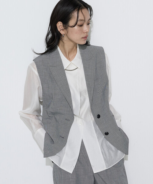 COMME CA（コムサ）の「〔 Sサイズ 〕 ストレッチミニ千鳥 ジレ（ベスト・レディース・ブラック系その他/ベージュ系その他・5号）」の21枚目の写真