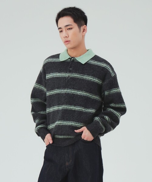 BEAMS HEART(ビームスハート)の「シャギー ニット ポロ(ニット/セーター・メンズ・ブラウン/チャコールグレー・SMALL/MEDIUM/LARGE)」の10枚目の写真