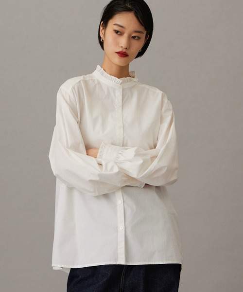 Lee(リー)の「Lee FRILL DENIM SHIRTS / フリルデニムシャツ(シャツ/ブラウス・レディース・ホワイト/インディゴブルー・MEDIUM/SMALL)」の21枚目の写真