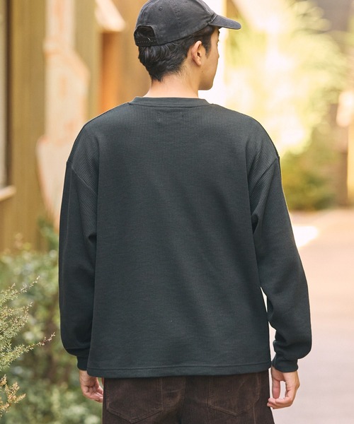 GERRY(ジェリー)の「<別注>GERRY / ジェリー ワッフル クルーネック ワイドシルエット 長袖Tシャツ/抗菌・防臭【THE CRAFT CREW PRODUCTS】(Tシャツ/カットソー・メンズ・オフホワイト/カーキ/グレイッシュベージュ/ダークネイビー/チャコール/ブラック・M/S/L)」の21枚目の写真