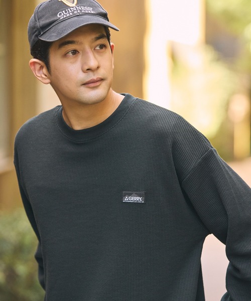 GERRY(ジェリー)の「<別注>GERRY / ジェリー ワッフル クルーネック ワイドシルエット 長袖Tシャツ/抗菌・防臭【THE CRAFT CREW PRODUCTS】(Tシャツ/カットソー・メンズ・オフホワイト/カーキ/グレイッシュベージュ/ダークネイビー/チャコール/ブラック・M/S/L)」の22枚目の写真