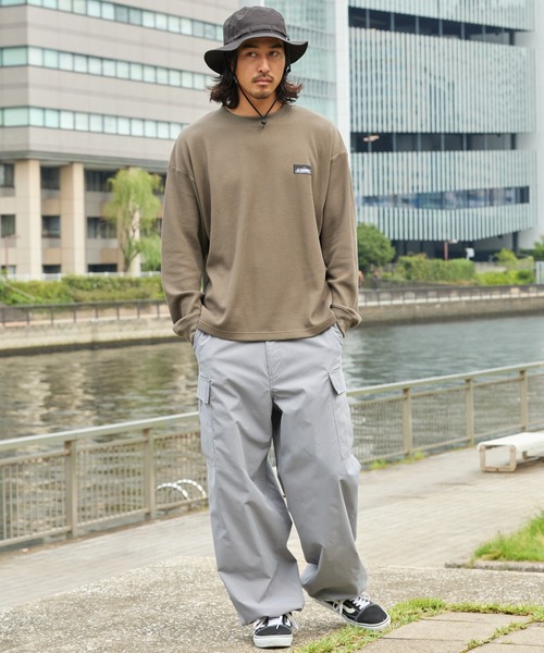 GERRY(ジェリー)の「<別注>GERRY / ジェリー ワッフル クルーネック ワイドシルエット 長袖Tシャツ/抗菌・防臭【THE CRAFT CREW PRODUCTS】(Tシャツ/カットソー・メンズ・オフホワイト/カーキ/グレイッシュベージュ/ダークネイビー/チャコール/ブラック・M/S/L)」の8枚目の写真