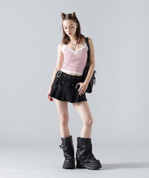 L.H.P(エルエイチピー)の「MAVYTH/メヴィス/W BELT DENIM MINI SKIRT(スカート・レディース・ブラック/ブルー系その他3・M/L)」の5枚目の写真