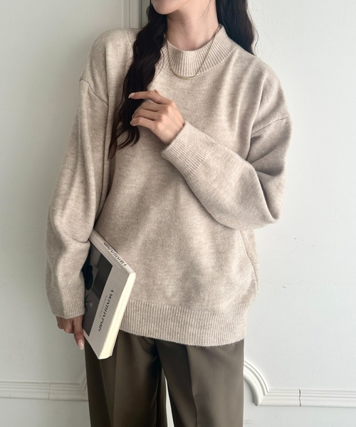 MYMOOD.(マイムード)の「モチモチオーバーシルエットニットプルオーバー(ニット/セーター・レディース・ブラック/ライトベージュ/ベージュ/オフホワイト/グレー・FREE)」の18枚目の写真