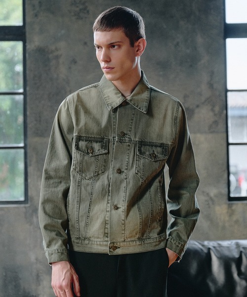 Regen Glanz(レーゲングランツ)の「compact vintage wash denim jacket/コンパクトヴィンテージウォッシュデニムジャケット(デニムジャケット・メンズ・インディゴブルー/グリーン/ブラック・SMALL/MEDIUM/LARGE)」の3枚目の写真