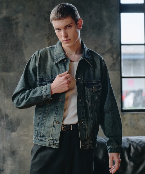 Regen Glanz(レーゲングランツ)の「compact vintage wash denim jacket/コンパクトヴィンテージウォッシュデニムジャケット(デニムジャケット・メンズ・インディゴブルー/グリーン/ブラック・SMALL/MEDIUM/LARGE)」の5枚目の写真