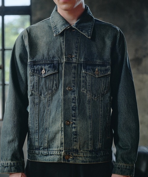 Regen Glanz(レーゲングランツ)の「compact vintage wash denim jacket/コンパクトヴィンテージウォッシュデニムジャケット(デニムジャケット・メンズ・インディゴブルー/グリーン/ブラック・SMALL/MEDIUM/LARGE)」の7枚目の写真