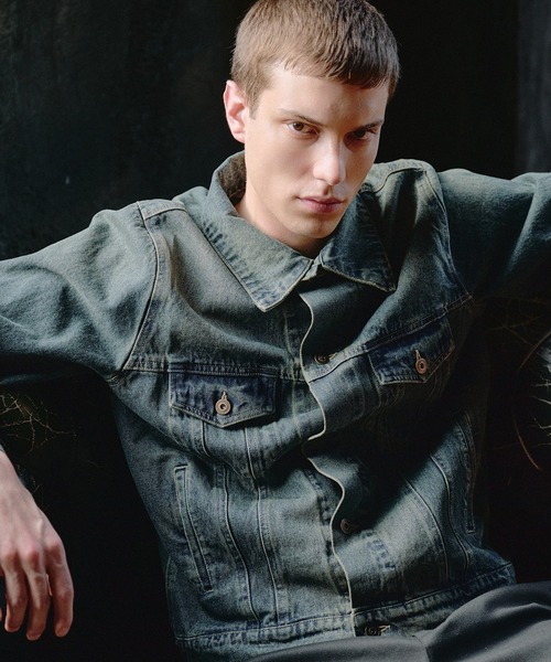 Regen Glanz(レーゲングランツ)の「compact vintage wash denim jacket/コンパクトヴィンテージウォッシュデニムジャケット(デニムジャケット・メンズ・インディゴブルー/グリーン/ブラック・SMALL/MEDIUM/LARGE)」の15枚目の写真