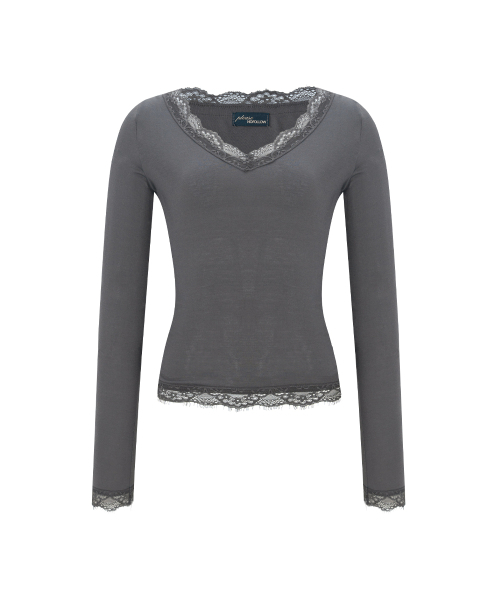 PLEASENOFOLLOW(プリーズノーフォロー)の「Kane Lace Long Sleeve Top (Charcoal)(Tシャツ/カットソー・レディース・その他・FREE)」の2枚目の写真