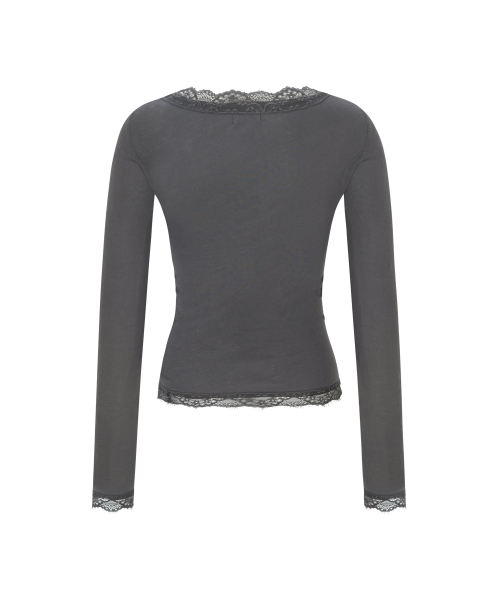 PLEASENOFOLLOW(プリーズノーフォロー)の「Kane Lace Long Sleeve Top (Charcoal)(Tシャツ/カットソー・レディース・その他・FREE)」の3枚目の写真