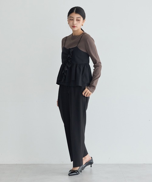 YECCA VECCA(イェッカヴェッカ)の「【2点SET】ラッフルキャミセット長袖ニット(ニット/セーター・レディース・ブラック/ダークベージュ・FREE)」の19枚目の写真