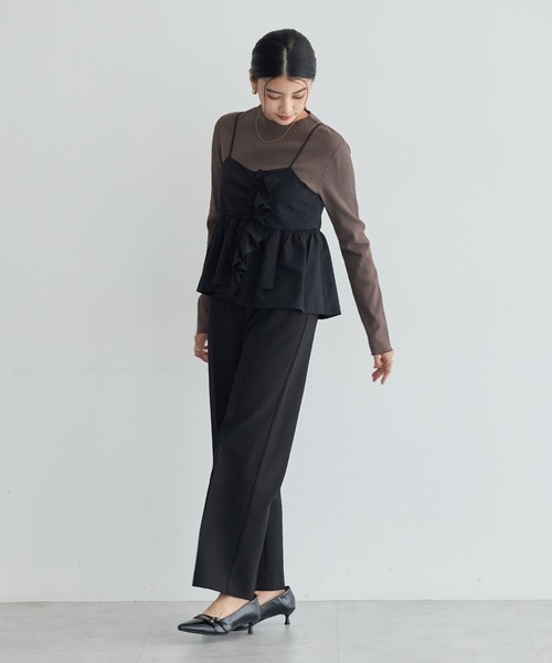 YECCA VECCA(イェッカヴェッカ)の「【2点SET】ラッフルキャミセット長袖ニット(ニット/セーター・レディース・ブラック/ダークベージュ・FREE)」の20枚目の写真