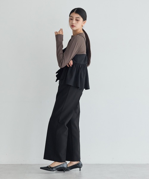 YECCA VECCA(イェッカヴェッカ)の「【2点SET】ラッフルキャミセット長袖ニット(ニット/セーター・レディース・ブラック/ダークベージュ・FREE)」の21枚目の写真