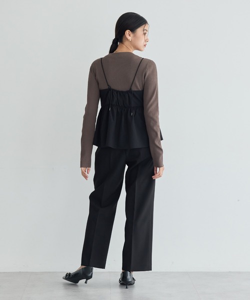 YECCA VECCA(イェッカヴェッカ)の「【2点SET】ラッフルキャミセット長袖ニット(ニット/セーター・レディース・ブラック/ダークベージュ・FREE)」の22枚目の写真