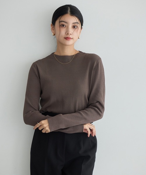 YECCA VECCA(イェッカヴェッカ)の「【2点SET】ラッフルキャミセット長袖ニット(ニット/セーター・レディース・ブラック/ダークベージュ・FREE)」の13枚目の写真