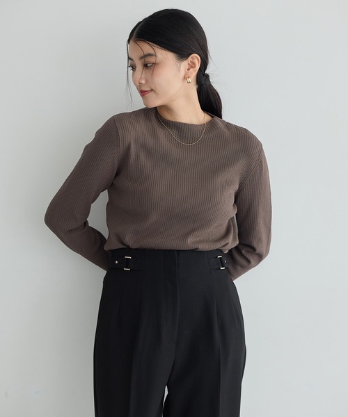 YECCA VECCA(イェッカヴェッカ)の「【2点SET】ラッフルキャミセット長袖ニット(ニット/セーター・レディース・ブラック/ダークベージュ・FREE)」の14枚目の写真