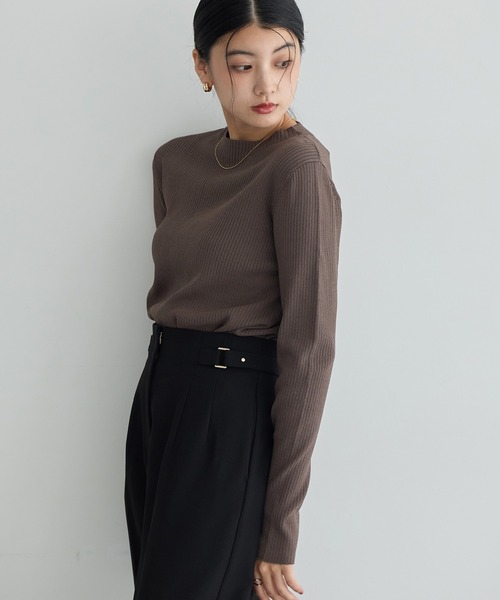 YECCA VECCA(イェッカヴェッカ)の「【2点SET】ラッフルキャミセット長袖ニット(ニット/セーター・レディース・ブラック/ダークベージュ・FREE)」の15枚目の写真