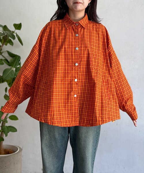 CPCM（シーピーシーエム）の「【WEB限定】アソート柄シャツジャケット（ブルゾン・レディース・ホワイト/ブラウン/オレンジ・FREE）」の14枚目の写真