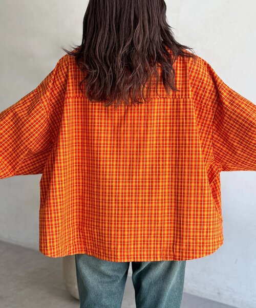 CPCM（シーピーシーエム）の「【WEB限定】アソート柄シャツジャケット（ブルゾン・レディース・ホワイト/ブラウン/オレンジ・FREE）」の5枚目の写真
