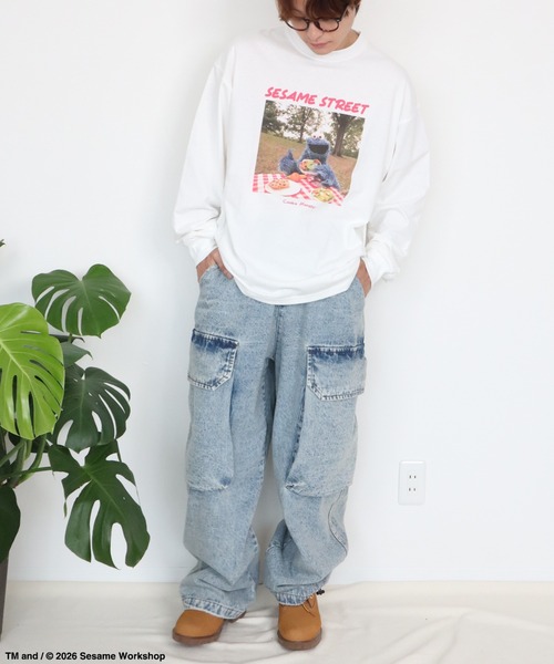 Ha-Li-C STORE(ハリックストア)の「【セサミストリート】フォトプリントロンT(Tシャツ/カットソー・メンズ・ピンク/チャコールグレー/ライトブルー/オフホワイト・LARGE/X-LARGE/MEDIUM)」の6枚目の写真