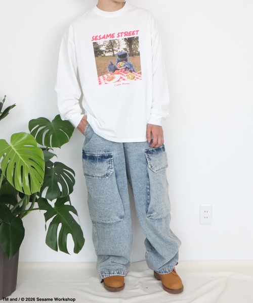 Ha-Li-C STORE(ハリックストア)の「【セサミストリート】フォトプリントロンT(Tシャツ/カットソー・メンズ・ピンク/チャコールグレー/ライトブルー/オフホワイト・LARGE/X-LARGE/MEDIUM)」の7枚目の写真