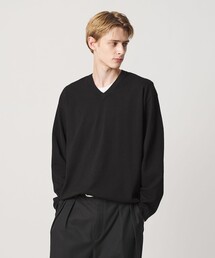 KNITEE フェザー コットン Vネック ニット Tシャツ ウォッシャブル