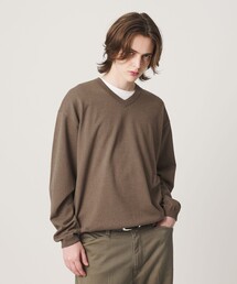 KNITEE フェザー コットン Vネック ニット Tシャツ ウォッシャブル
