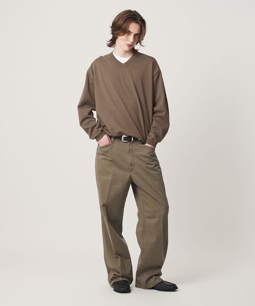 BEAUTY&YOUTH UNITED ARROWS(ビューティーアンドユースユナイテッドアローズ)の「KNITEE フェザー コットン Vネック ニット Tシャツ ウォッシャブル(ニット/セーター・メンズ・モカ/ブラック・XL/M/S/L)」の9枚目の写真