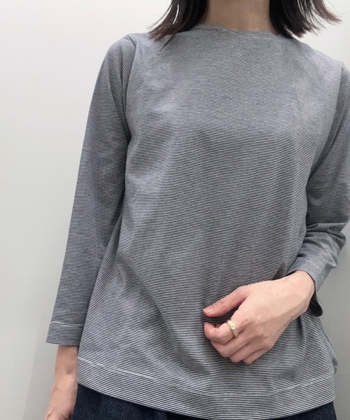 SELF+SERVICE（セルフサービス）の「オーガニックコットン入 ミジンボーダープルオーバー（Tシャツ/カットソー・レディース・ライトブルー/グレー/ネイビー/イエロー系その他・L/M）」の3枚目の写真