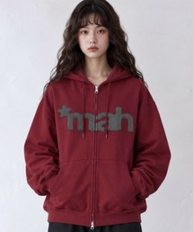 『mahagrid/マハグリット』mah CUT OFF APPLIQUE ZIP-UP HOODIE/カットオフ アップリケパーカー