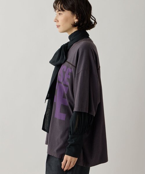 Whim Gazette（ウィムガゼット）の「【KATHARINE HAMNETT】スローガンフットボールTシャツ（Tシャツ/カットソー・レディース・パープル/ピンクベージュ・FREE）」の21枚目の写真