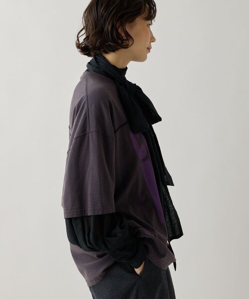 Whim Gazette（ウィムガゼット）の「【KATHARINE HAMNETT】スローガンフットボールTシャツ（Tシャツ/カットソー・レディース・パープル/ピンクベージュ・FREE）」の13枚目の写真