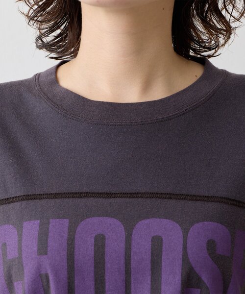 Whim Gazette（ウィムガゼット）の「【KATHARINE HAMNETT】スローガンフットボールTシャツ（Tシャツ/カットソー・レディース・パープル/ピンクベージュ・FREE）」の8枚目の写真