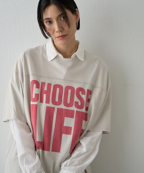 Whim Gazette（ウィムガゼット）の「【KATHARINE HAMNETT】スローガンフットボールTシャツ（Tシャツ/カットソー・レディース・パープル/ピンクベージュ・FREE）」の5枚目の写真